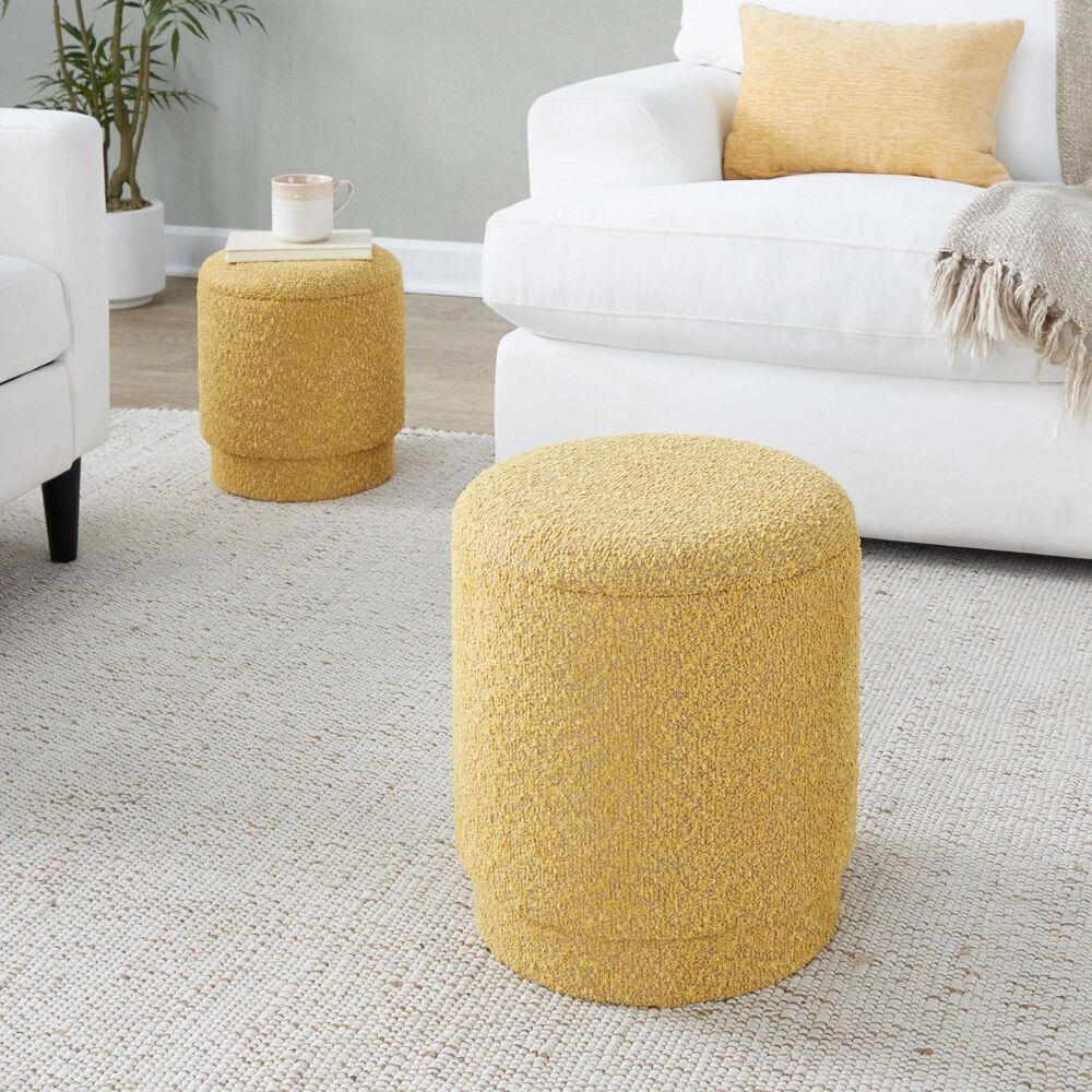 Lumisource Marla 2-Piece Upholstered Ottoman Set in Yellow, , large