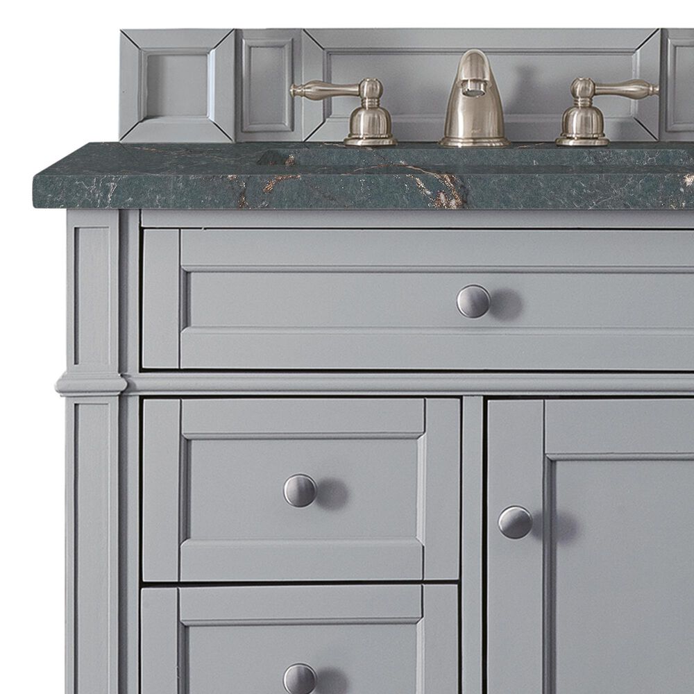 James Martin Vanities Brittany 30" Single Bathroom Vanity in Urban Gray with 3 cm Parisien Bleu Quartz Top and Rectangular Sink, , large