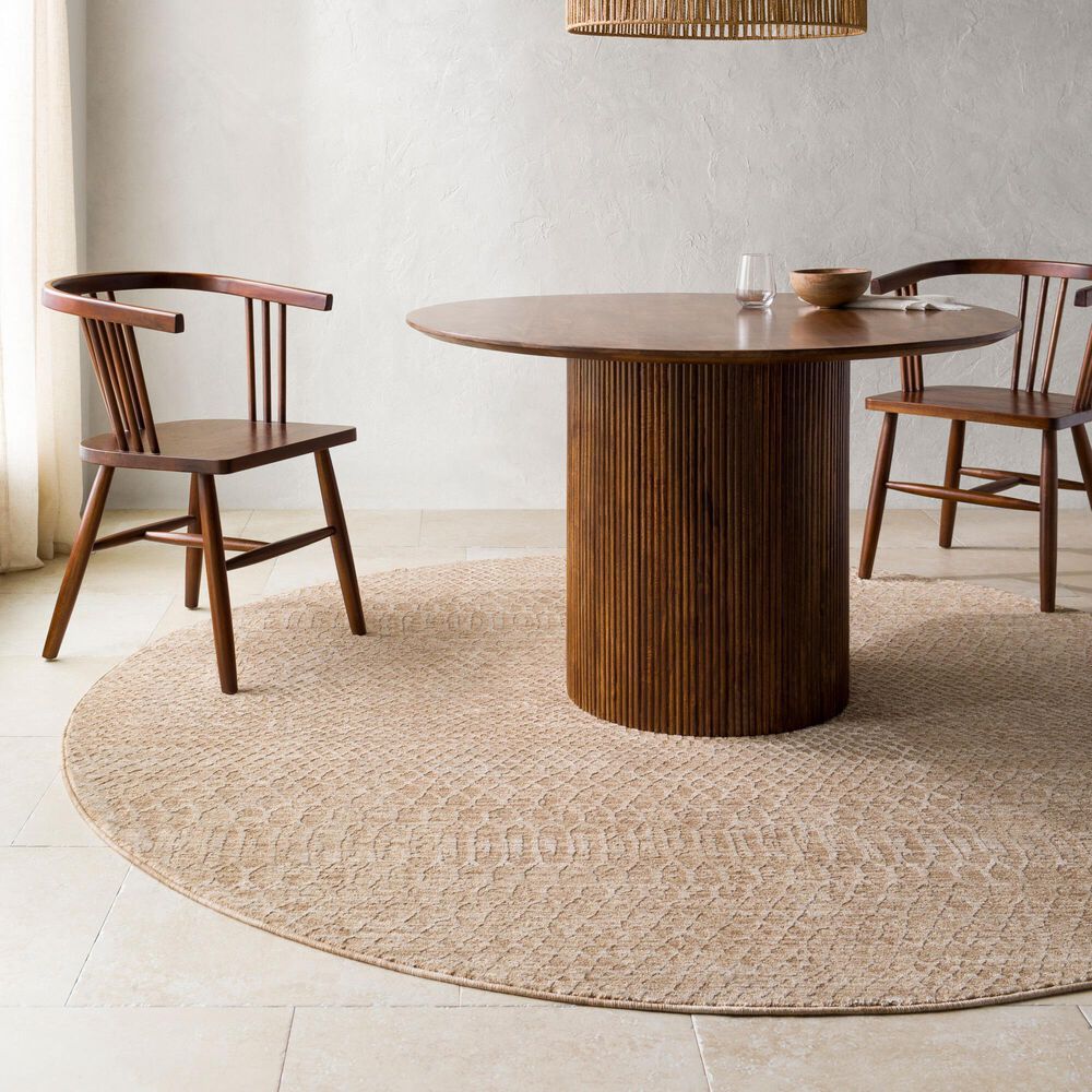 Surya Masterpiece MPC-2302 Beige, Tan and Medium Brown 5&#39;3&quot; Round Area Rug, , large