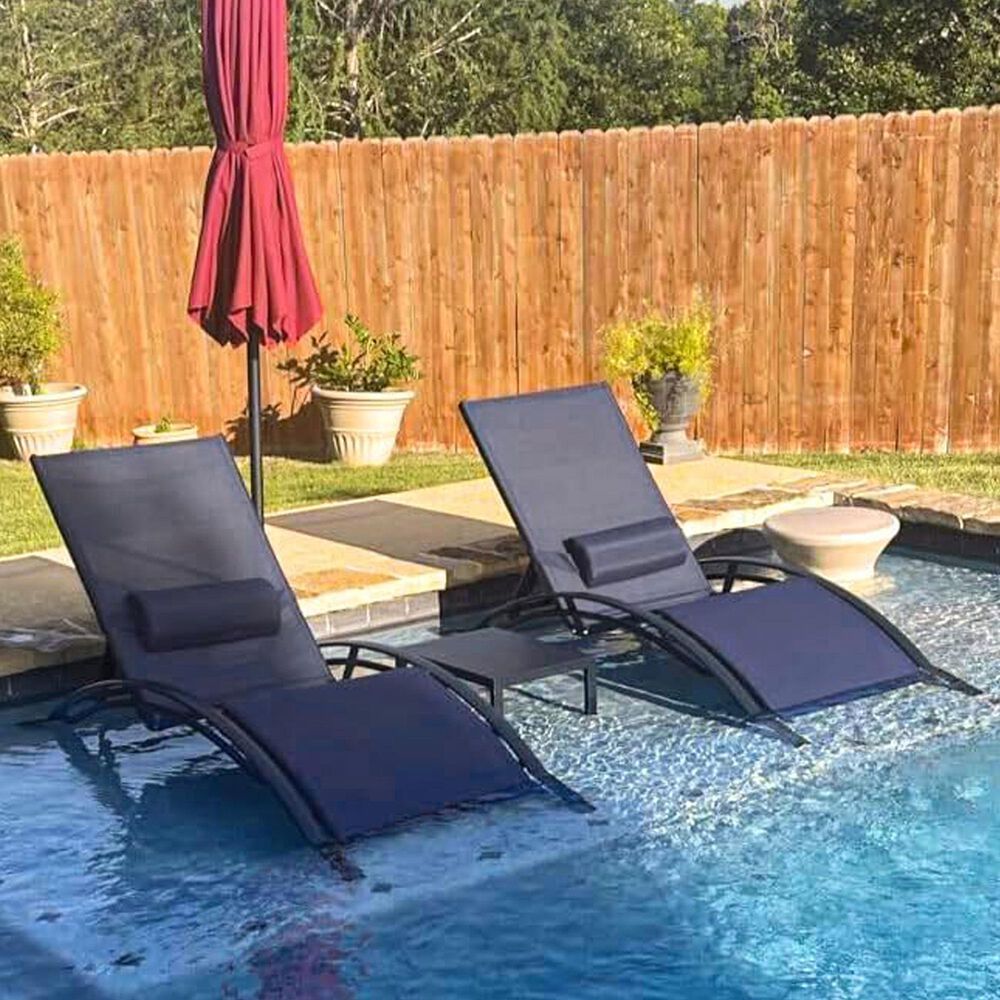 HOMLUX 3-Piece Oversized Patio Chaise Lounge Set in Navy Blue, , large