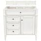 James Martin Vanities Brittany 36" Single Bathroom Vanity in Bright White with 3 cm Ethereal Noctis Quartz Top and Rectangle Sink, , large