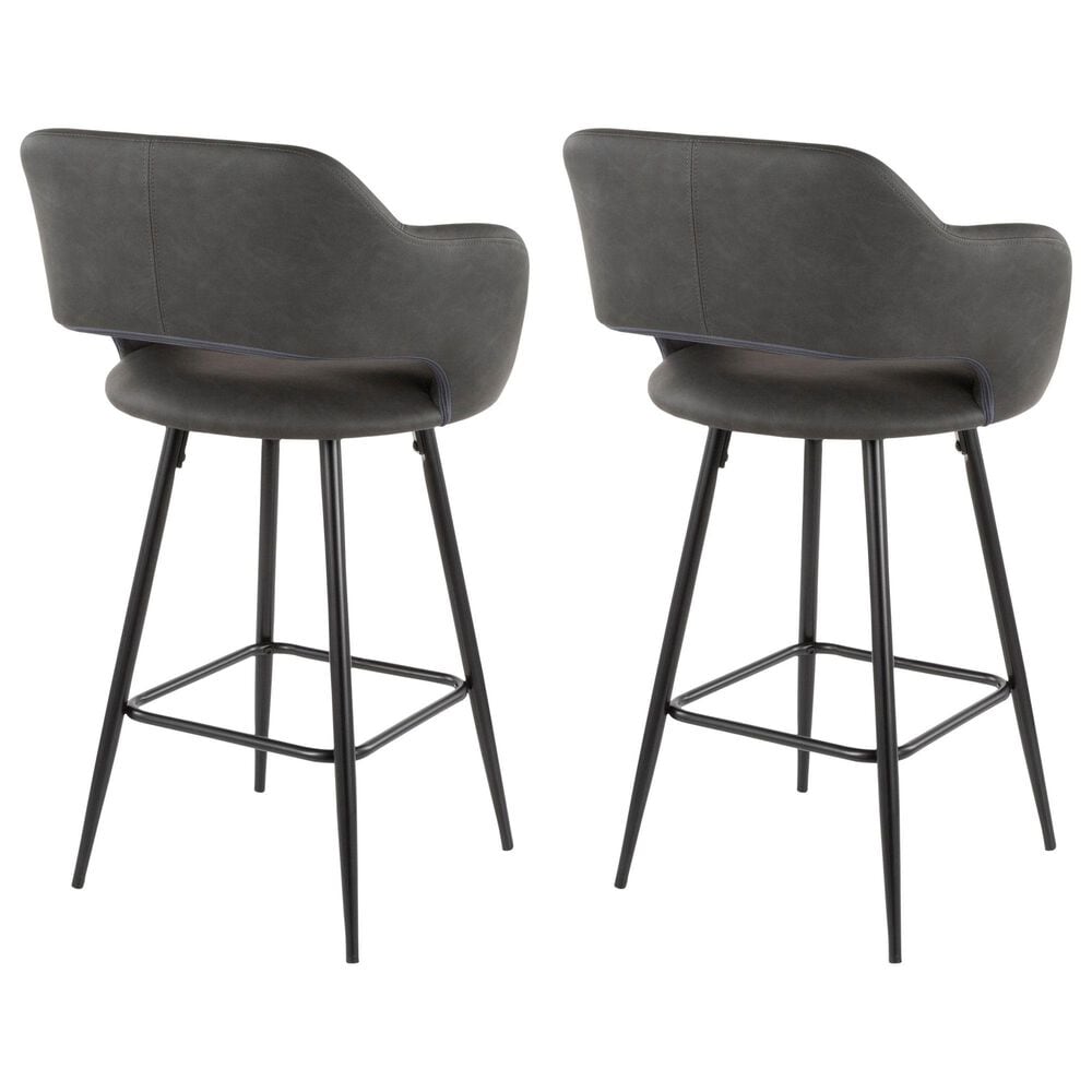 Lumisource Margarite Counter Stool with Grey Cushion in Black &#40;Set of 2&#41;, , large