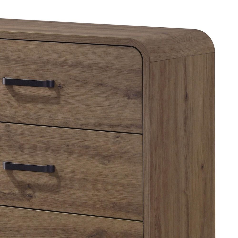 Crown Mark Nyomi King Panel Bed with Dresser, Chest and Two Nightstands in Light Brown, , large