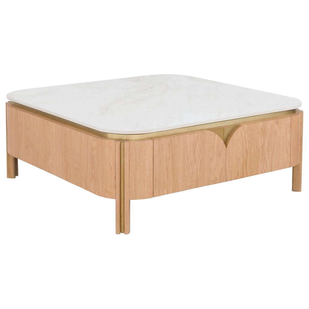 Fairfield Chair Portobello Cocktail Table in White, Light Brown and Brushed Brass, , large