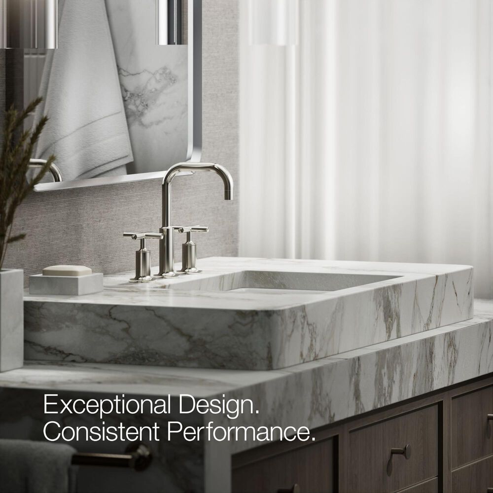 Kohler Purist Widespread Bathroom Sink Faucet with Cross Handles and High Gooseneck Spout in Vibrant Polished Nickel, , large