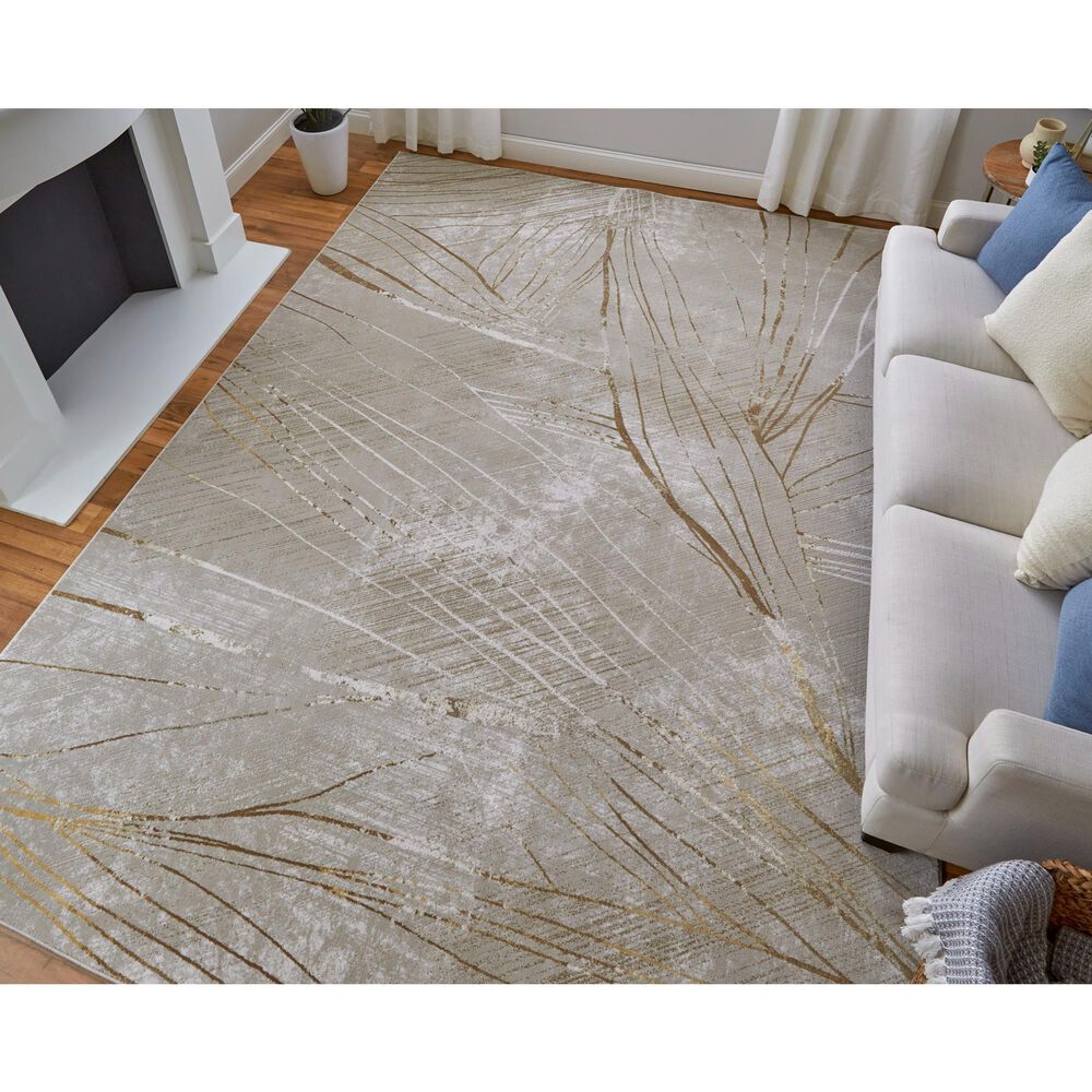 Feizy Waldor 5&#39; x 8&#39; Ivory and Beige Area Rug, , large