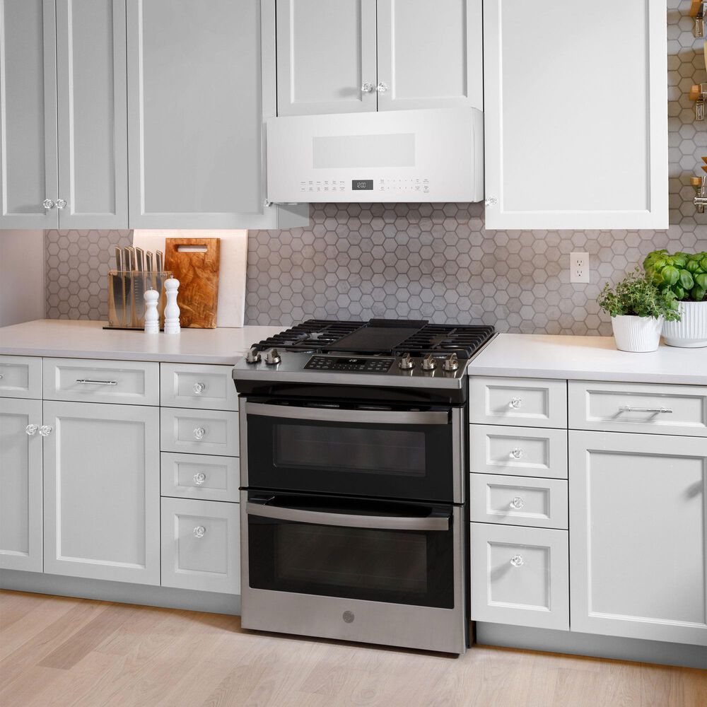 GE Profile 1.2 Cu. Ft. Over-the-Range Low Profile Sensor Microwave Oven in White, , large