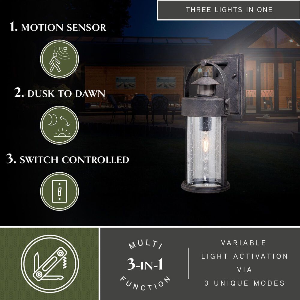 Vaxcel Cumberland 16" 1-Light Outdoor Motion Sensor Wall Sconce in Rust Iron, , large