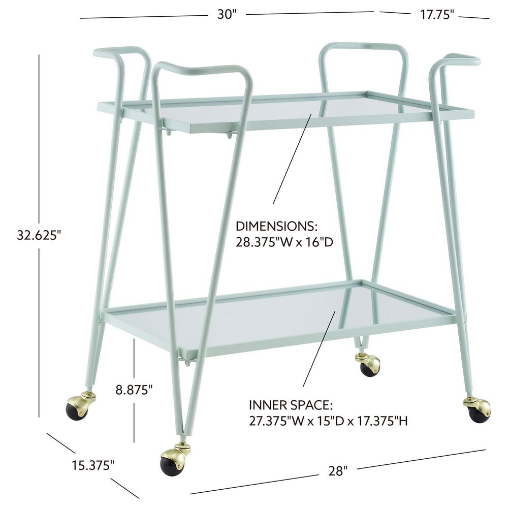 Linon Home Decor Mid-Century Bar Cart in Mint, , large