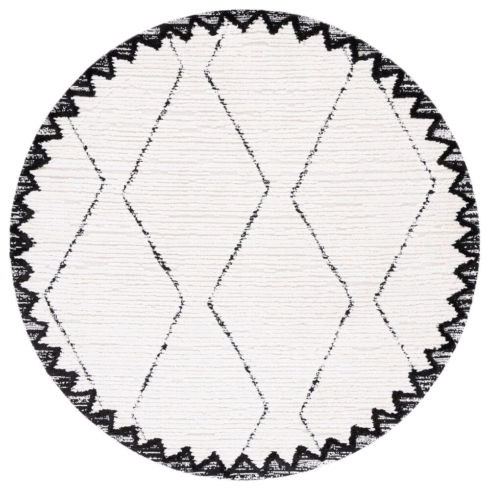 Safavieh Marrakesh MRK536A 6"7" Round Ivory and Anthracite Area Rug, , large