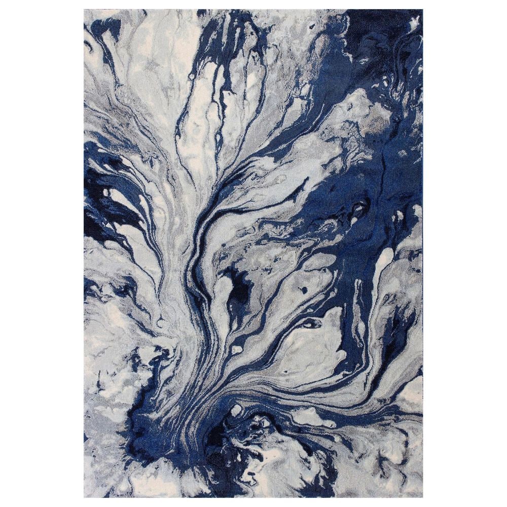 Kas Oriental Rugs Illusions Watercolors 3"3" x 4"11" Blue Area Rug, , large