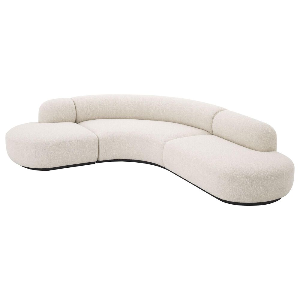 Eichholtz Bjorn 3-Piece Stationary Curved Sectional in Boucle Cream, , large