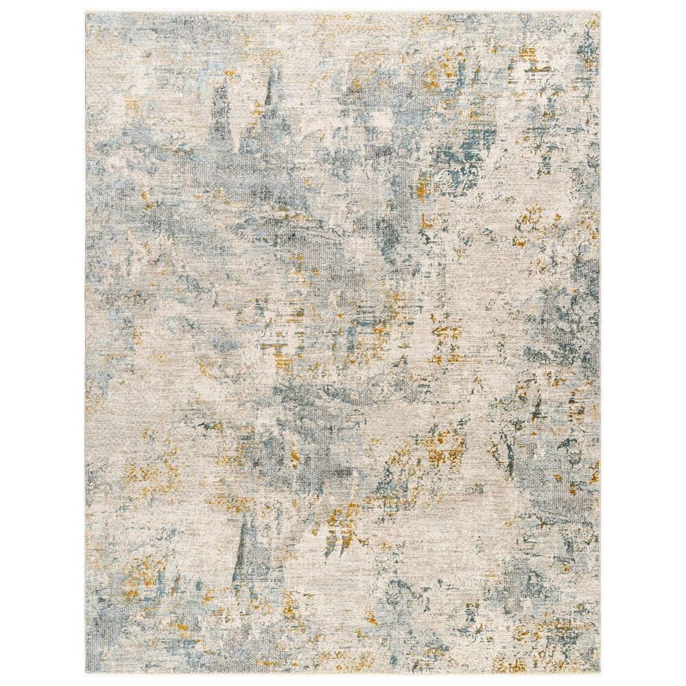 Surya Dresden Taupe, Off-White, Deep Teal, Dusty Sage, Ink Blue, Mustard and Light Gray 12" x 15" Area Rug, , large