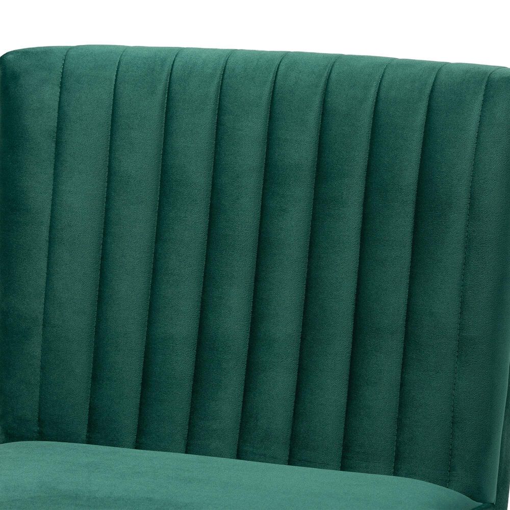 Baxton Studio Alvis Side Chair with Green Velvet Cushion in Walnut Brown, , large