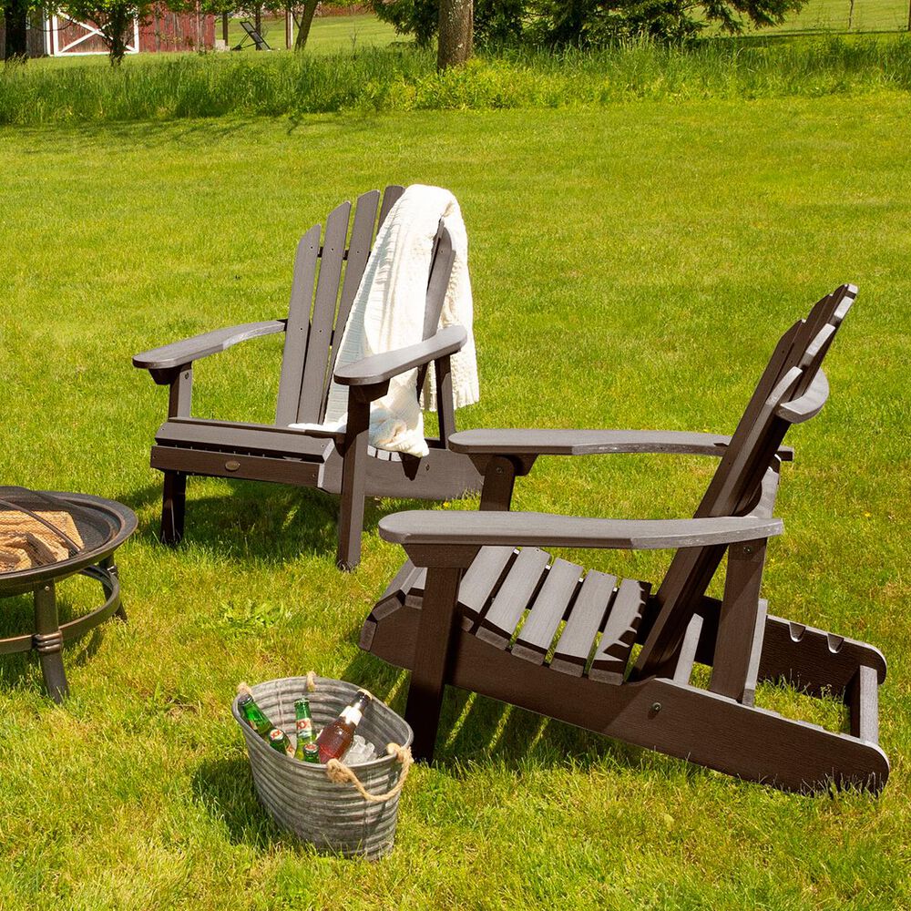 Highwood USA Hamilton Folding Adirondack Chair in Weathered Acorn (Set of 2), , large