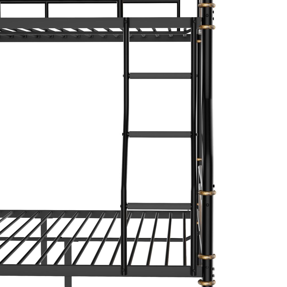 Hearth and Haven Full XL over Queen Detachable Bunk Bed in Black, , large