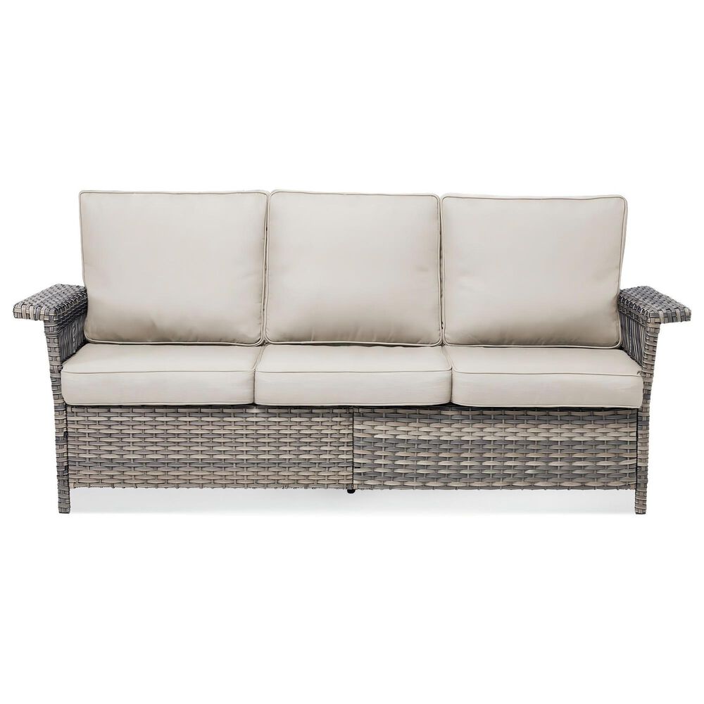 Sunwell Garden 33"H 3-Seater Outdoor Sofa with Ergonomic Design and Beige Cushions in Gray, , large