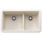 Blanco Ikon 1-3/4 Low Divide Apron Front Double Bowl Sink in Soft White, , large