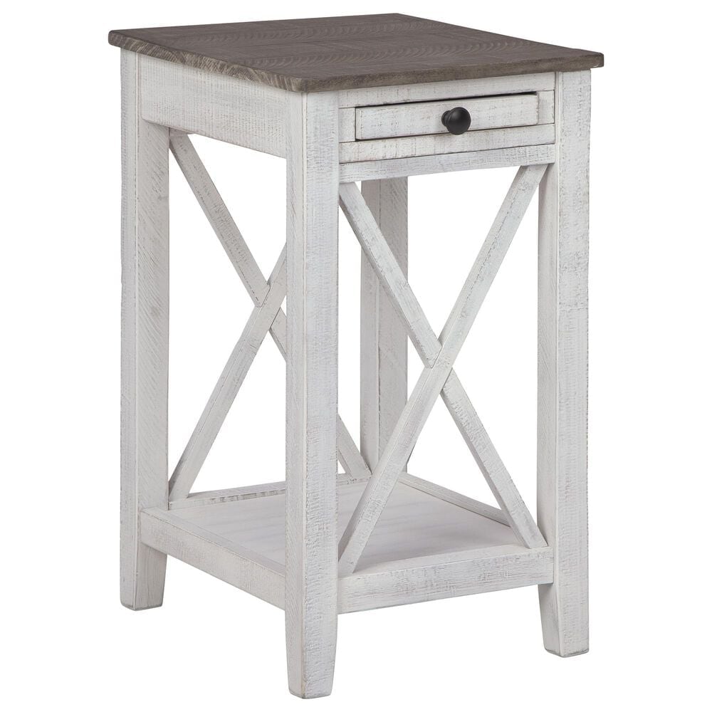 Ashley Adalane Accent Table in Distressed White and Gray, , large