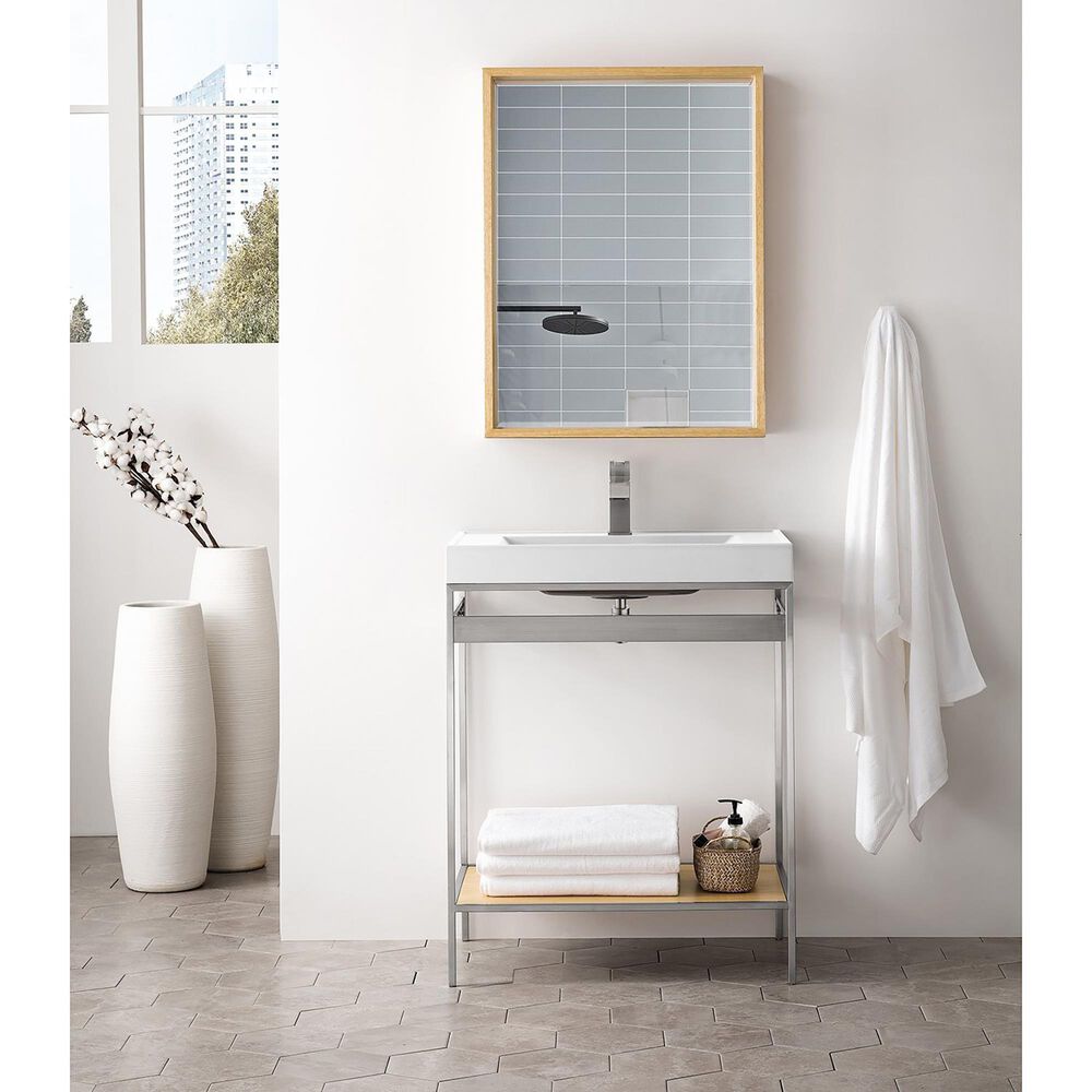 James Martin Vanities Milan 23.6&quot; Rectangular Mirror in Natural Ash, , large
