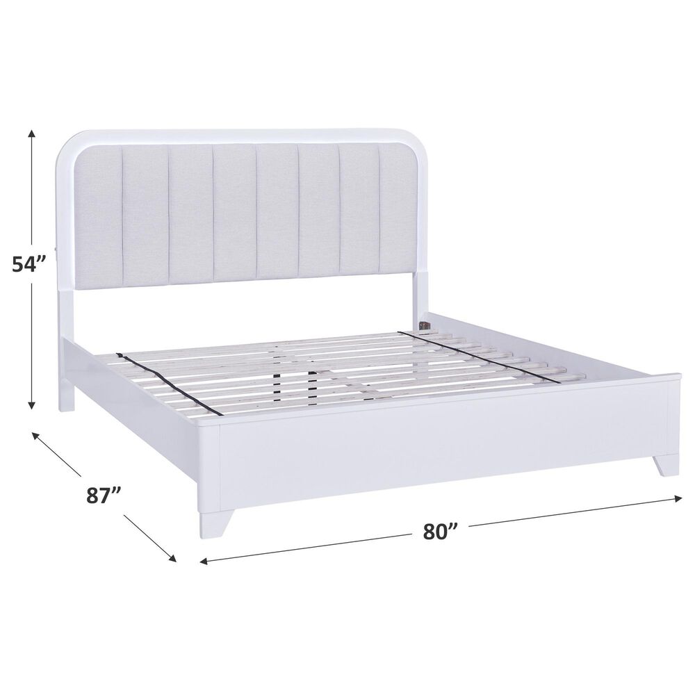 Ashley Jarlee California King Upholstered Platform Bed in White with Lighting, , large
