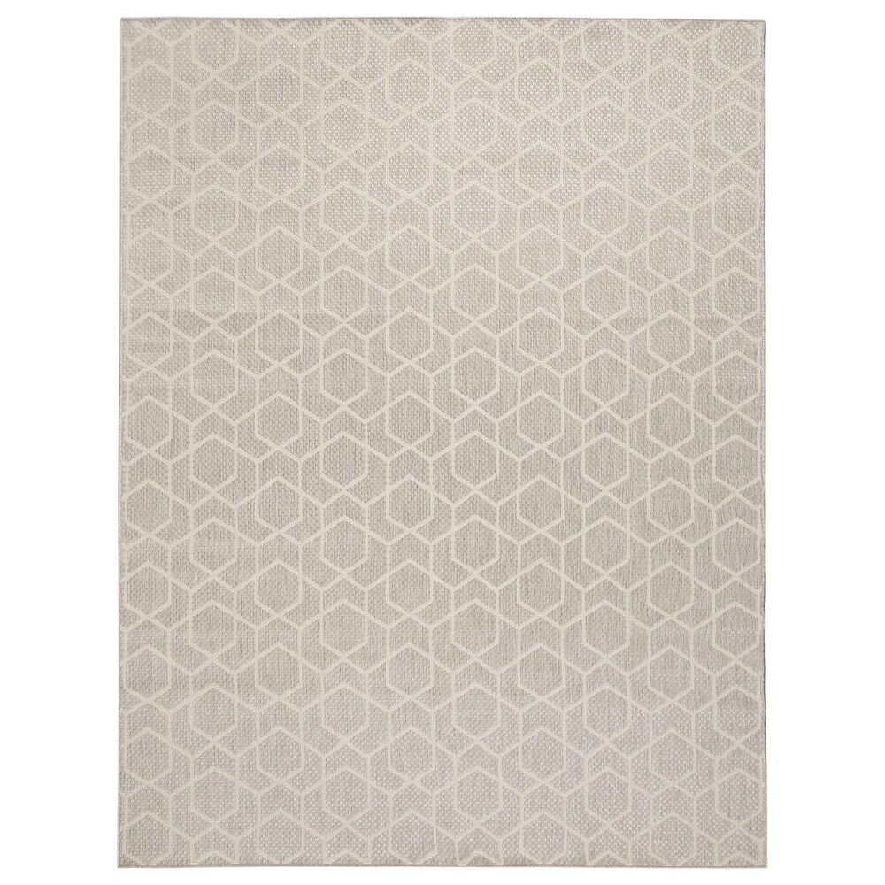 Nourison Horizon HOZ01 Grey 10" x 14" Indoor/Outdoor Area Rug, , large