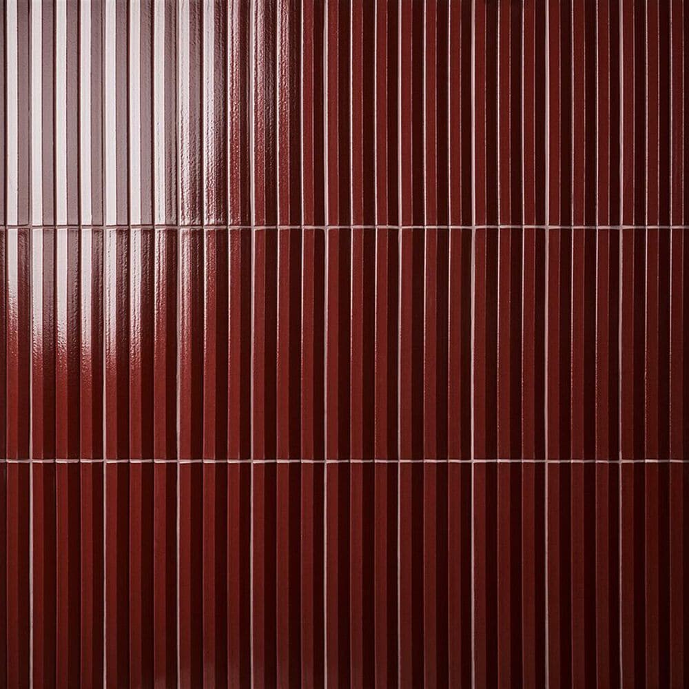 Soho Studio Accordion Ruby Red 5" x 16" Porcelain Tile, , large