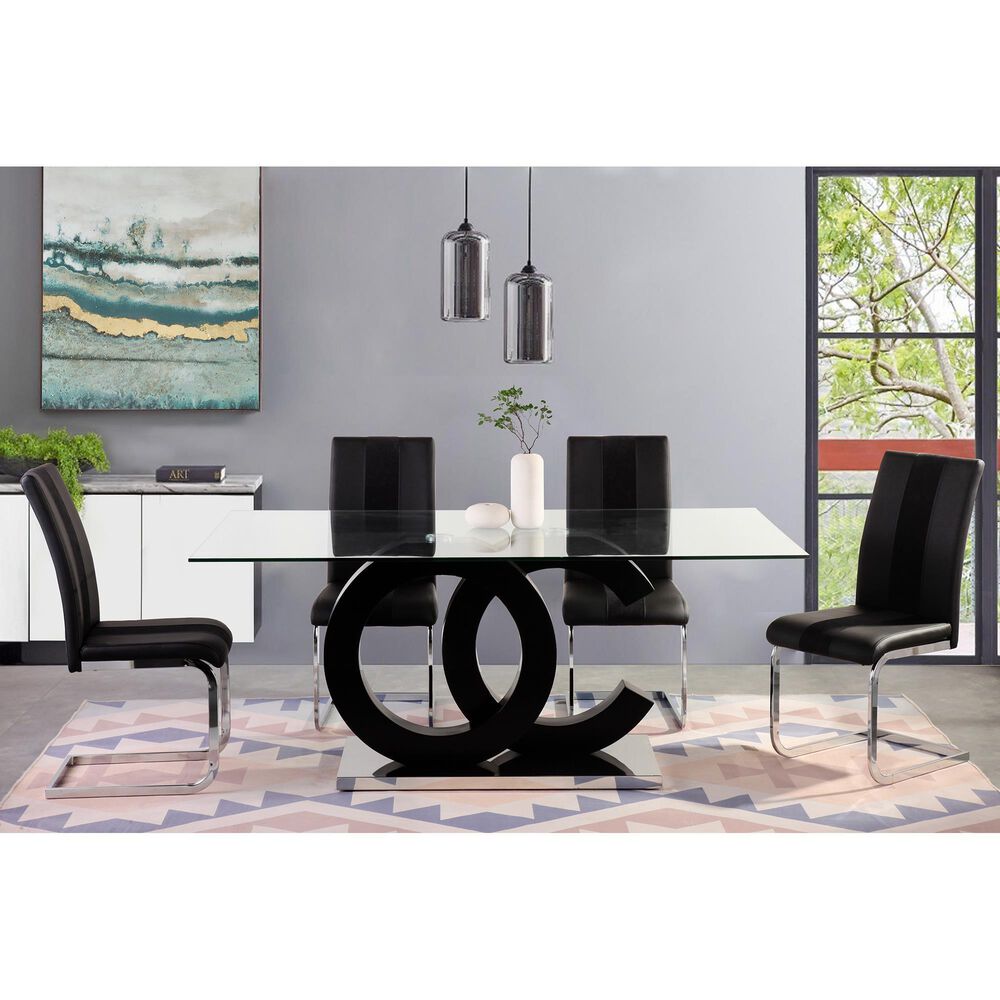 Global Furniture USA Dining Table in Matte Black &amp; Stainless Steel, , large