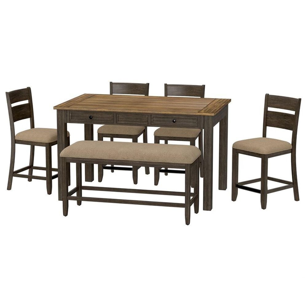Golden Wave Furniture Sarasota 6-Piece Rectangular Dining Set in Brown and Black, , large