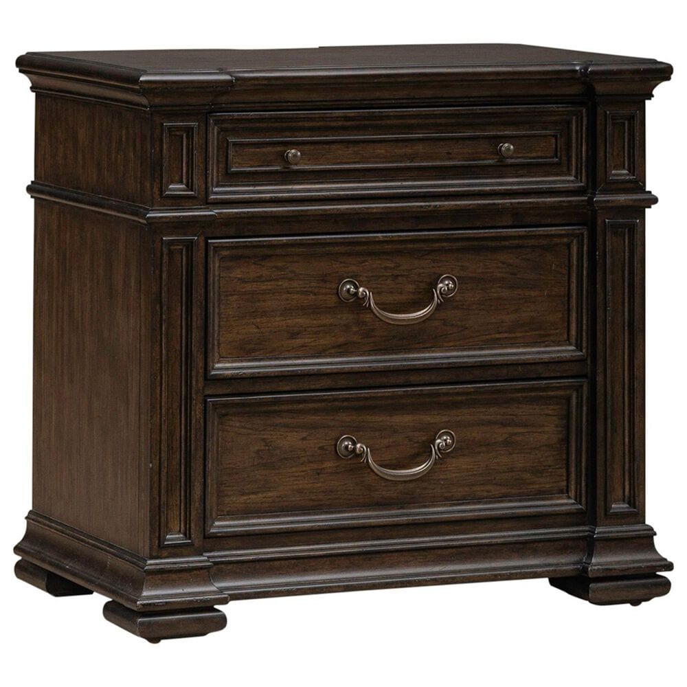 Belle Furnishings Provence Park 3-Drawer Nightstand in Chateau Brown, , large