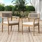 Hearth and Haven Outdoor Braided Acacia Wood Dining Chair in Cream (Set of 2), , large