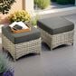 HOMLUX 2-Piece Outdoor Wicker Ottoman Set with Cushion in Black, , large