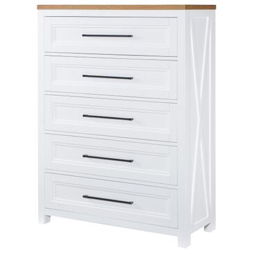 Legacy Classic Franklin 5-Drawer Chest in Oak and White, , large