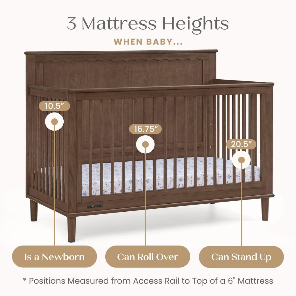 Delta Children Penelope 6-In-1 Convertible Crib in Teak Brown, , large