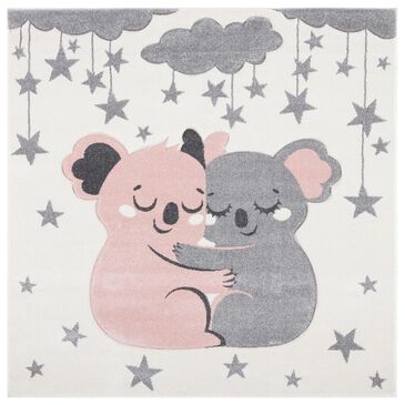 Safavieh Carousel CRK195 5"3" Square Ivory and Pink Kids  Area Rug, , large