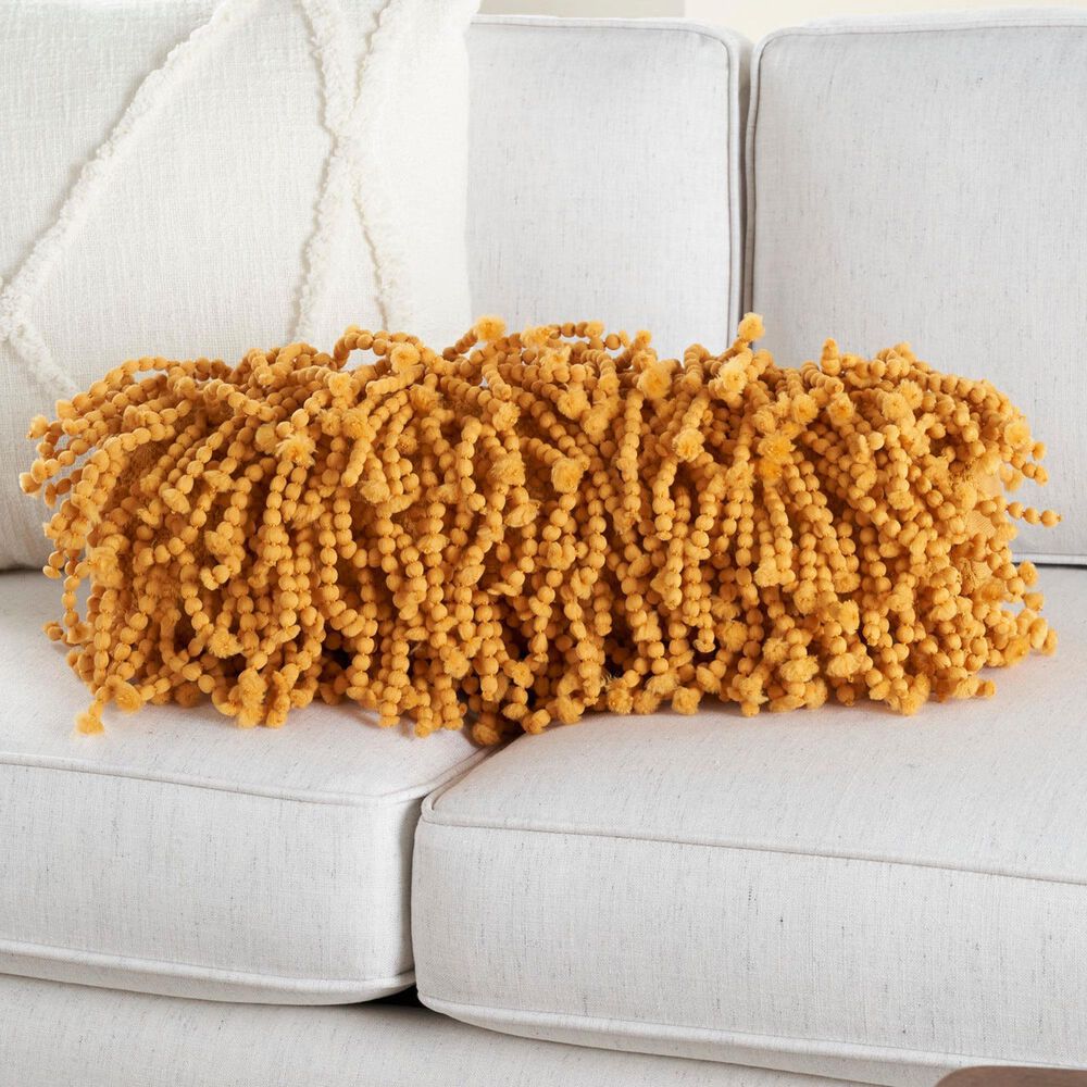 Nourison Shag 5&quot; x 20&quot; Lumbar Pillow in Mustard, , large