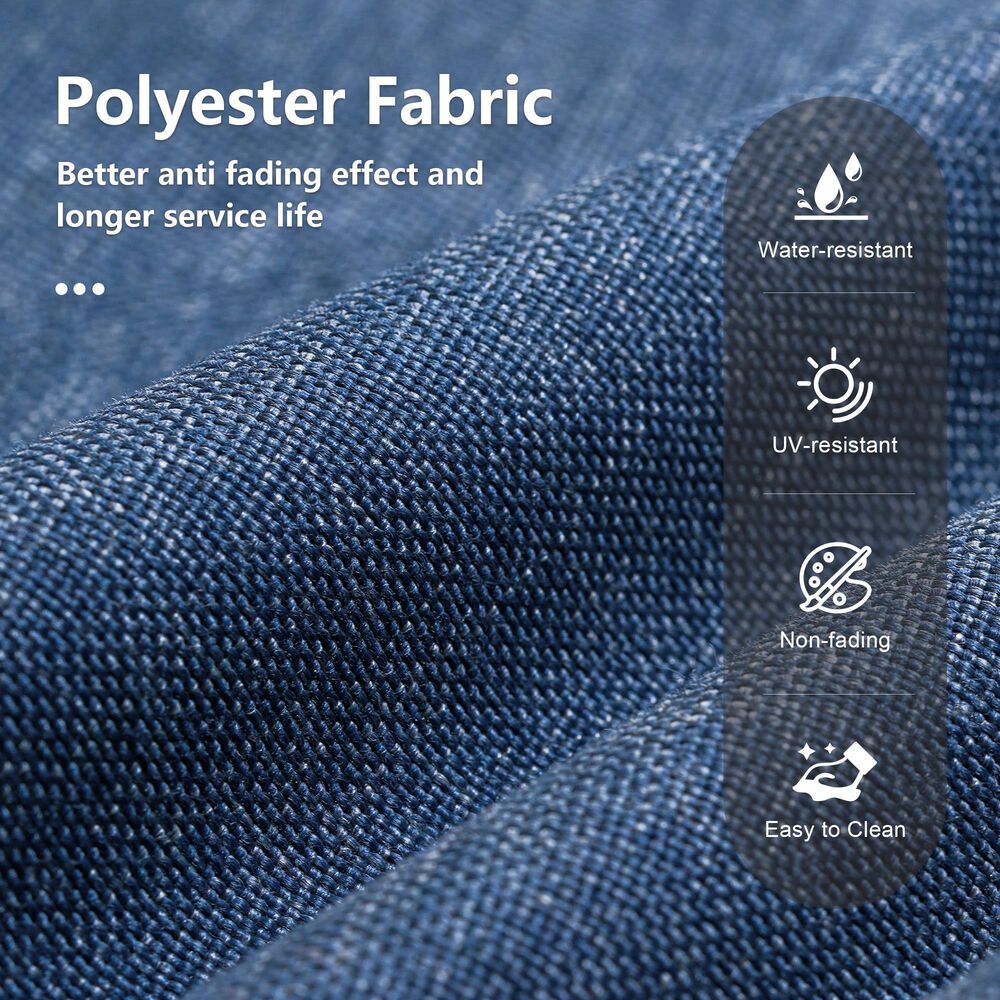 HOMLUX 3-Piece 72" Patio Sofa and Ottoman Set in Denim Blue, , large