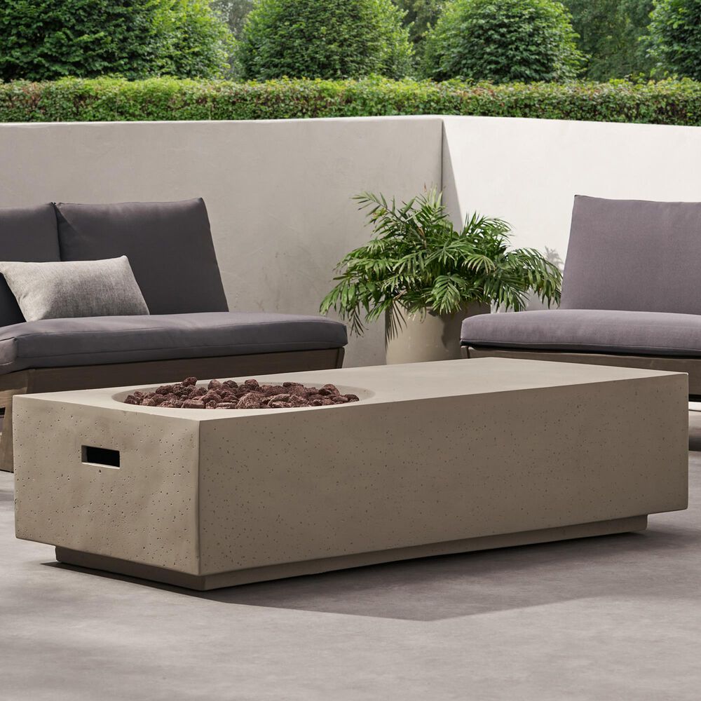 Hearth and Haven Rectangle MgO Concrete Fire Pit in Light Grey, , large