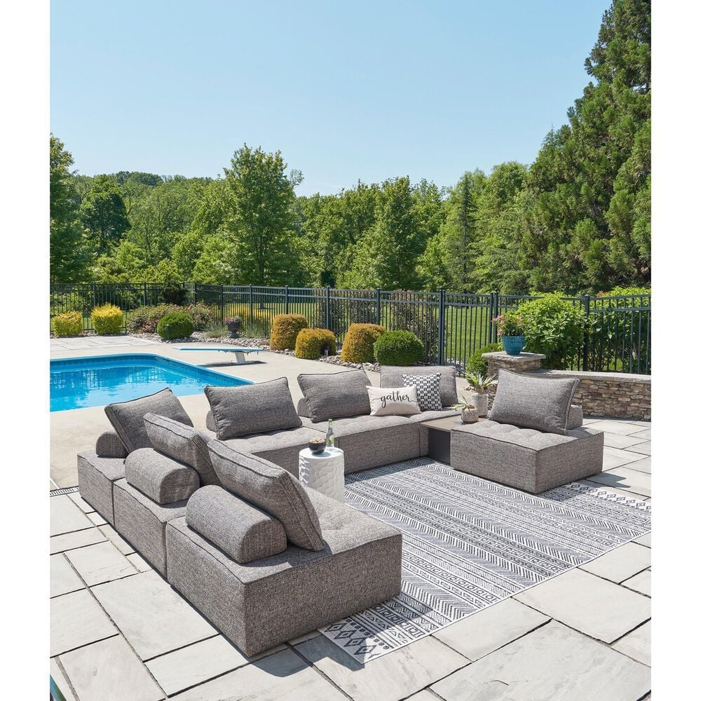 Ashley Bree Zee 8-Piece Outdoor Conversation Set with End Table in Brown, , large