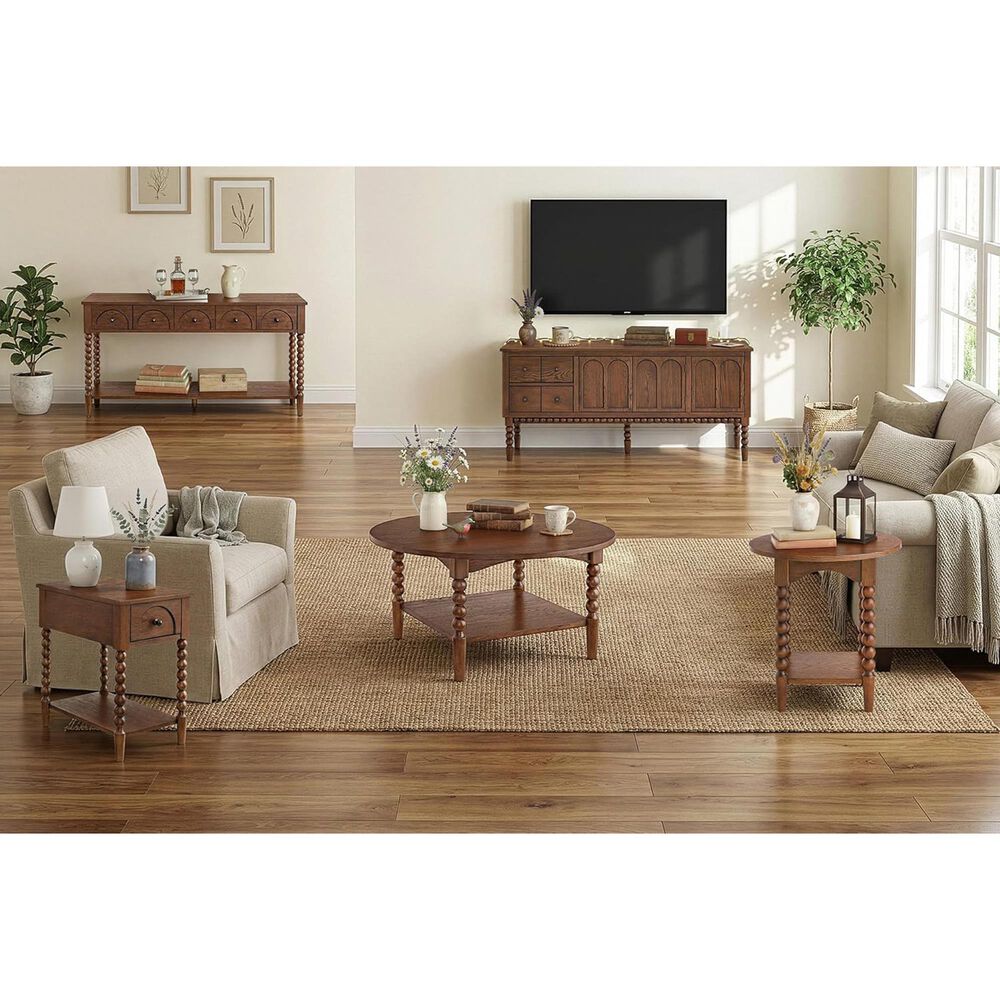 Forma &amp; Co Turn Wood Coffee Table in Cocoa Brown, , large