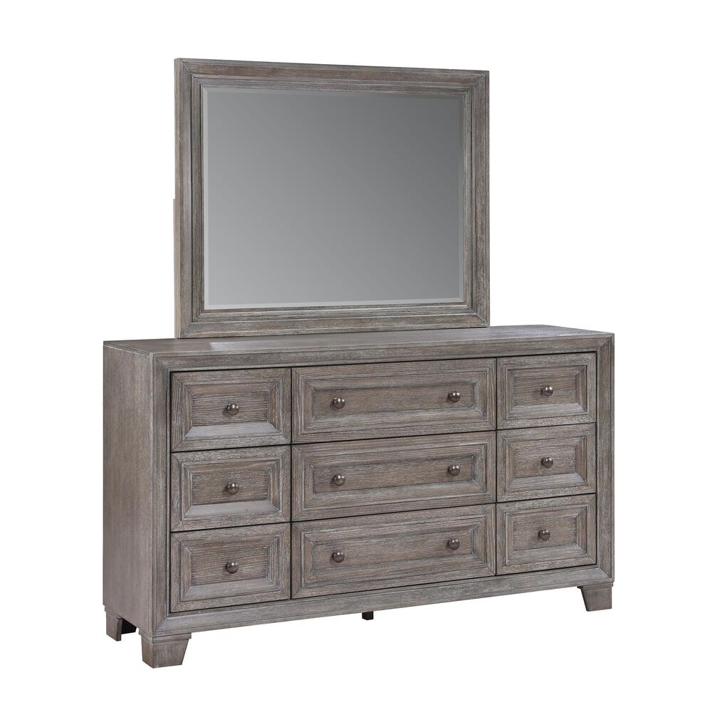 Davis International Traditional 9 Drawer Dresser and Mirror in Gray, , large