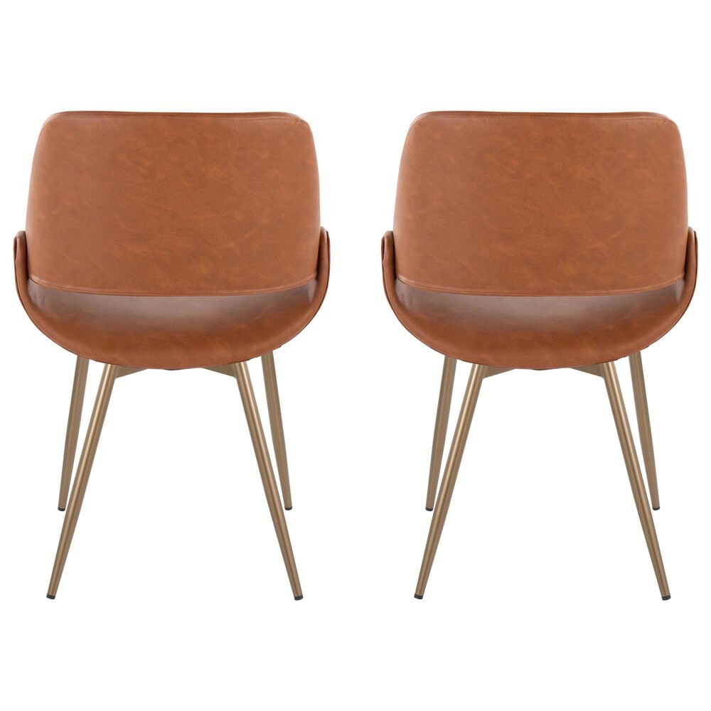 LumiSource Fabrico Side Chair with Camel Faux Leather Cushion in Antique Copper (Set of 2), , large