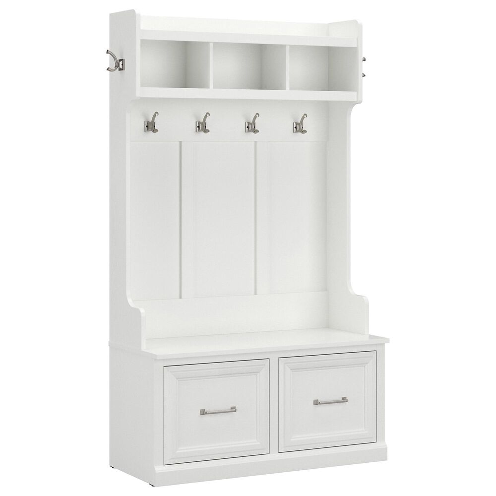 Bush Woodland Hall Tree with Storage Bench in White Nebraska