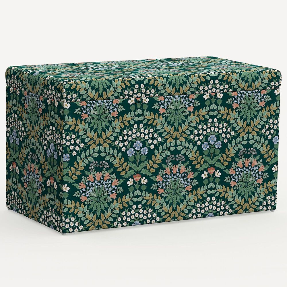 Rifle Paper Co Crafted by Cloth & Company Willie Storage Bench in Bramble Emerald, , large