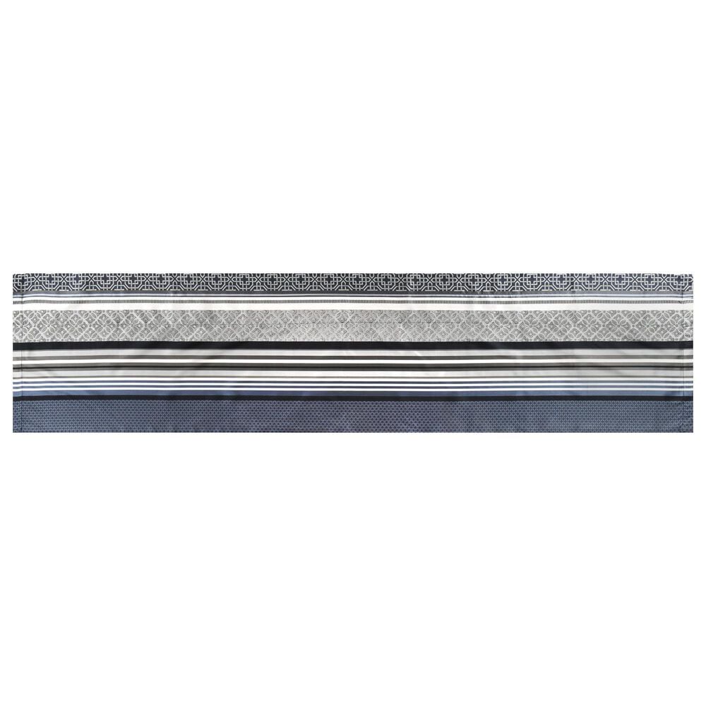 J. Queen New York Carlisle 88&quot; x 18&quot; Window Straight Valance in Silver and Indigo Blue, , large