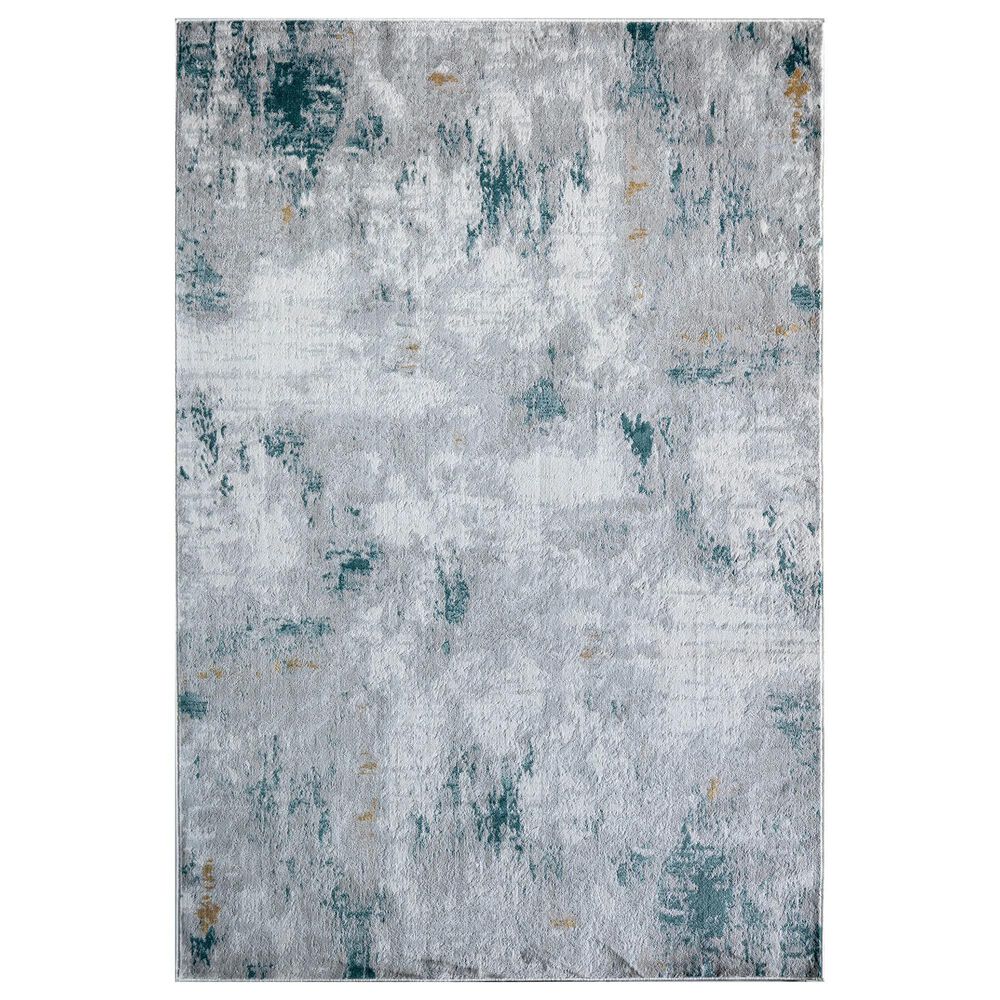 Rugs America Samina Silver Cloud 5"3" x 7" Gray and Blue Area Rug, , large