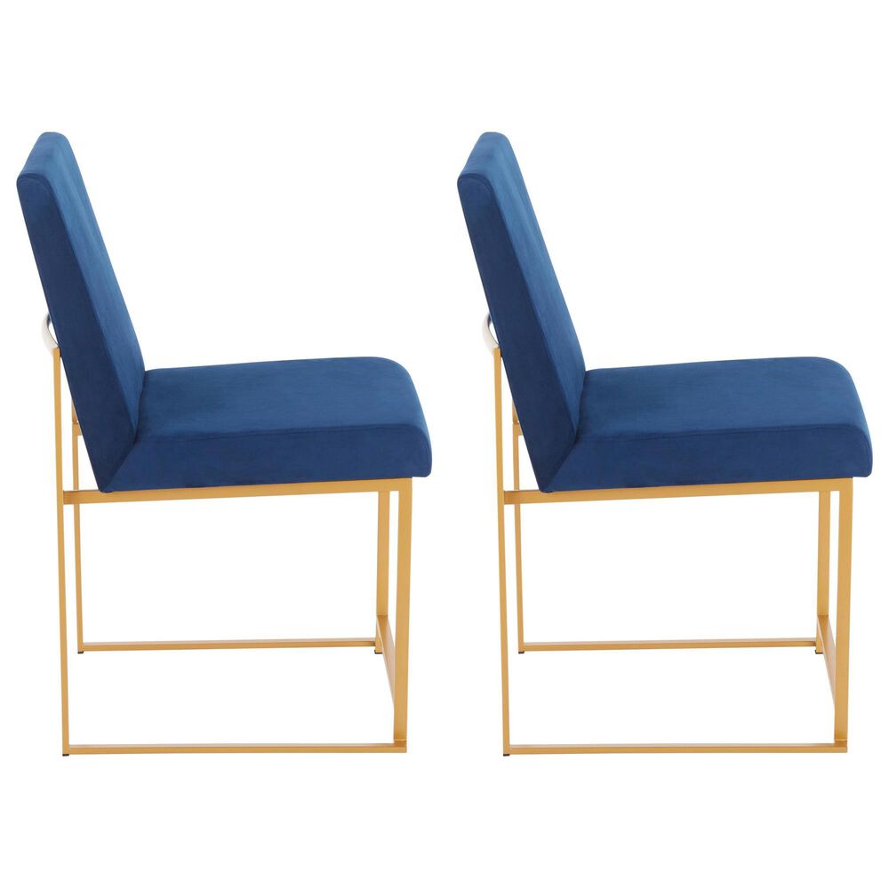 Lumisource Fuji Side Chair with Blue Cushion in Gold &#40;Set of 2&#41;, , large