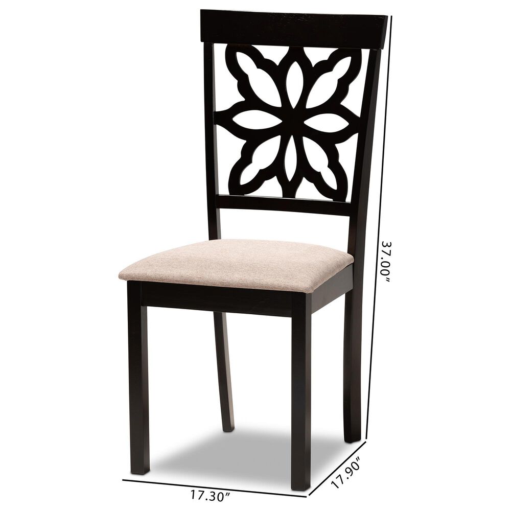 Baxton Studio Samwell Side Chair with Sand Cushion in Dark Brown (Set of 2), , large
