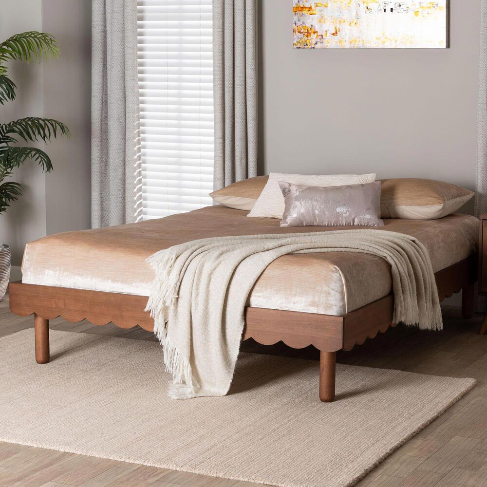Baxton Studio Orianthe Queen Platform Bed Frame in Walnut Brown, , large