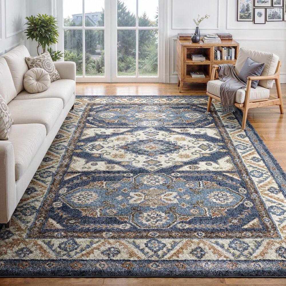 ROW by Oriental Weavers Gemma Oriental Blue and Rust 7'10" x 10' Area Rug, , large